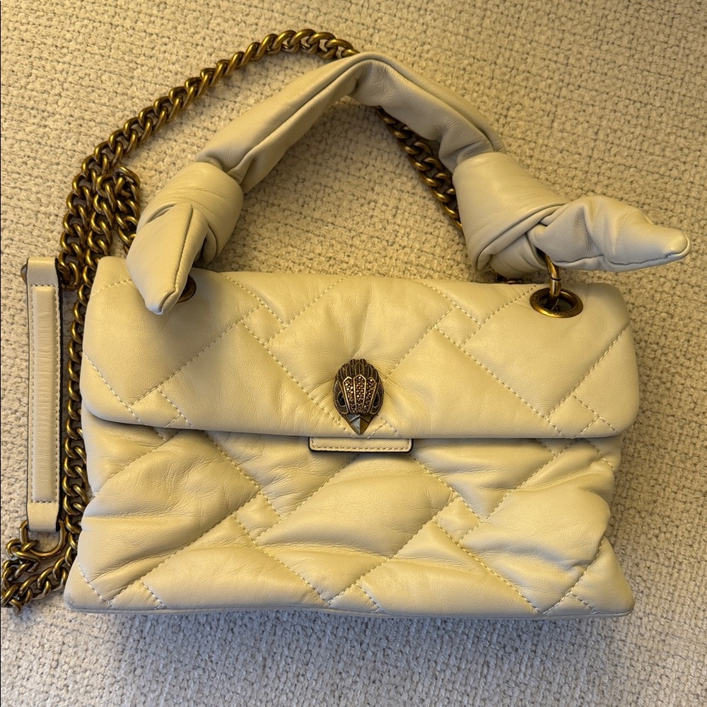 Kurt Geiger Cream Quilted Shoulder Bag with Gold Chain